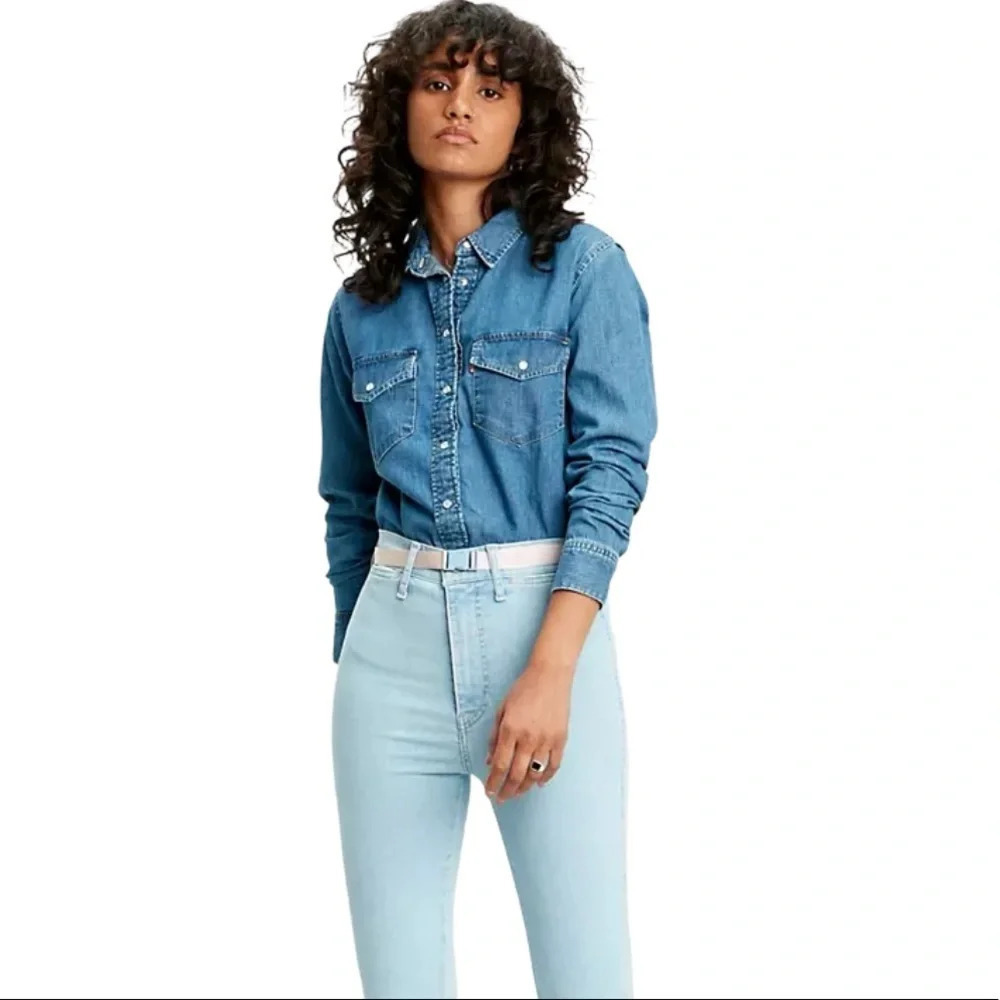 Levi's Essential Western Vintage Y2K Shirt Jacket Shacket Small PETITE